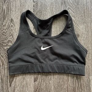 Nike Women's Black Sports Bra with White Logo